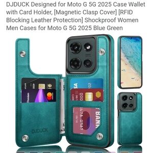 Turquoise Leather Phone Case With Card Slots